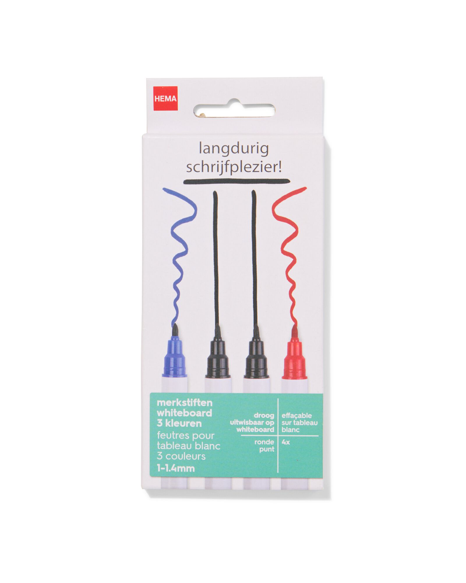 whiteboardmarker 1.4mm extra dunne punt - 4 stuks - 14402762 - HEMA