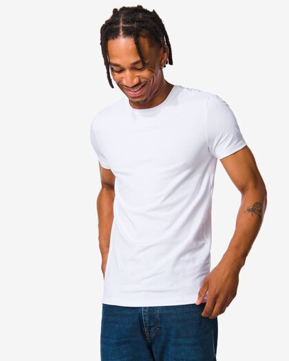 Herren-T-Shirt, Slim Fit, Rundhalsausschnitt weiß weiß - 1000009947 - HEMA