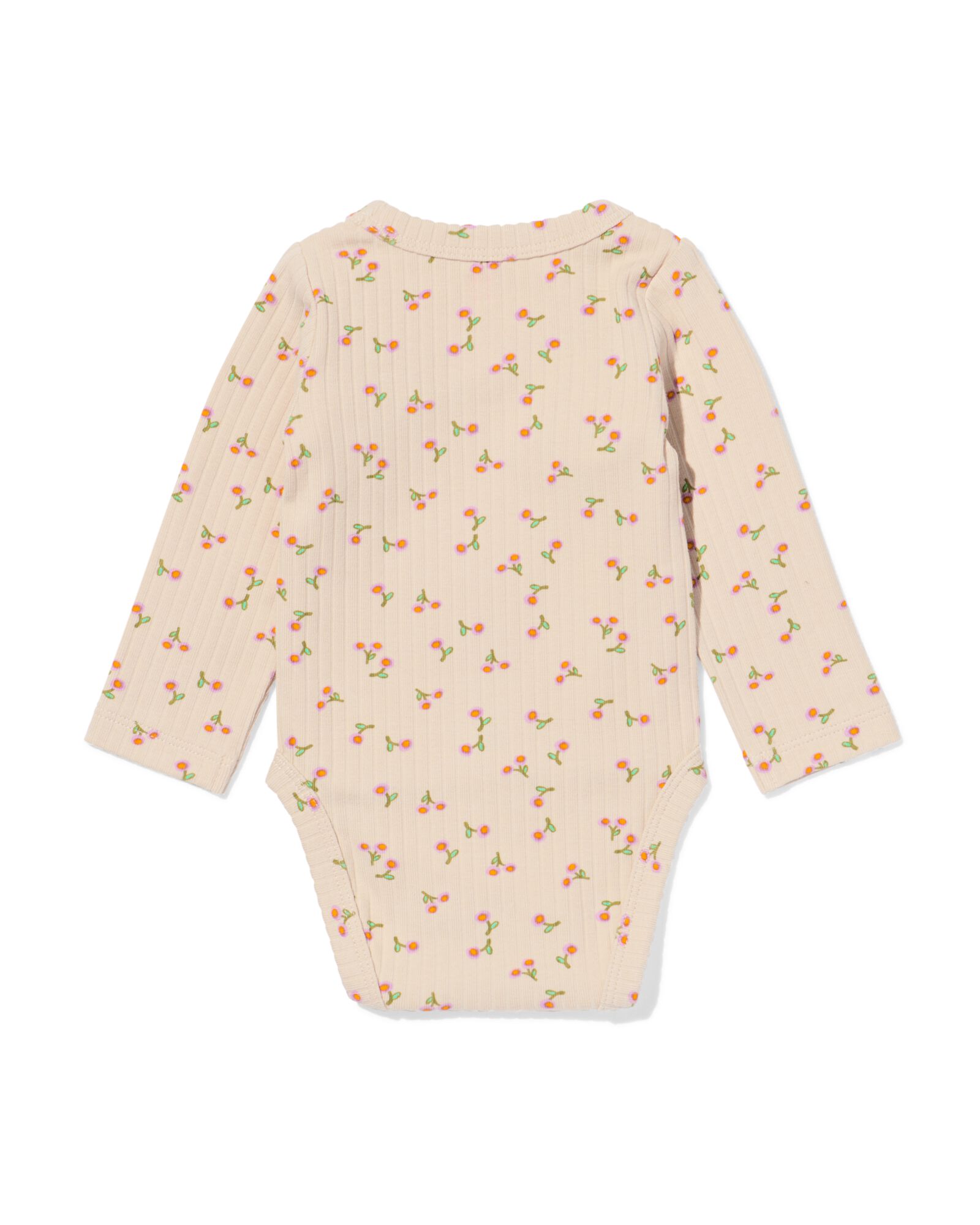 newborn meegroei overslag body rib bloemen ecru ecru - 33437820ECRU - HEMA