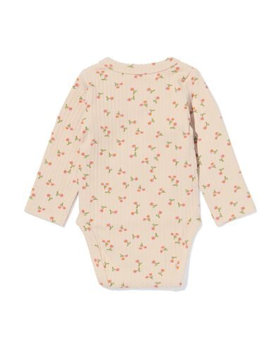 newborn meegroei overslag body rib bloemen ecru ecru - 33437820ECRU - HEMA