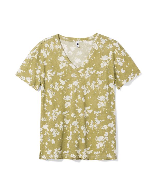 dames T-shirt Evie bloemen groen groen - 36211940GREEN - HEMA