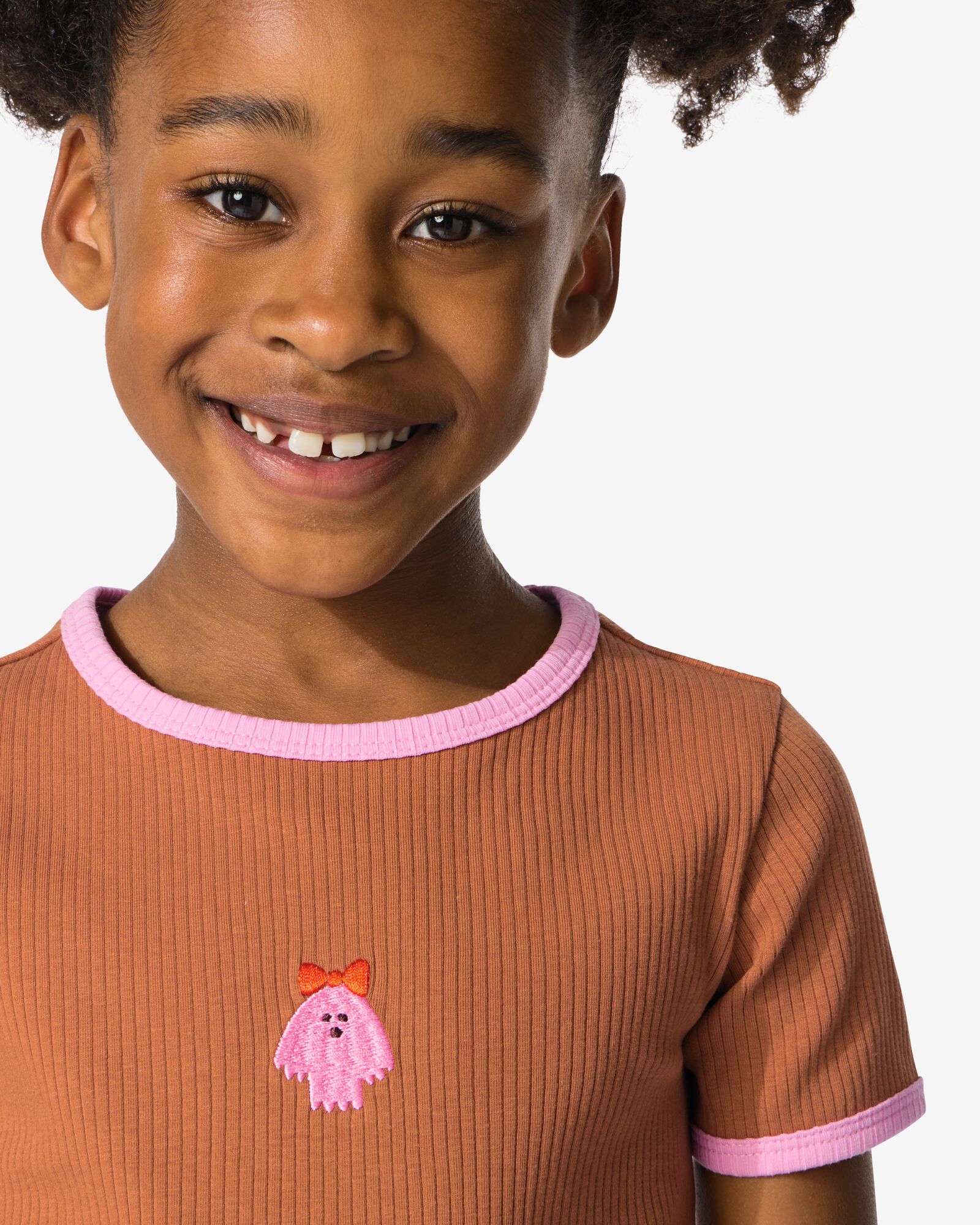 kinder T-shirt rib hond bruin bruin - 30859005BROWN - HEMA