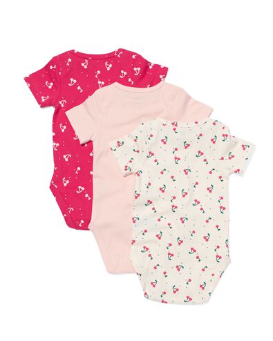 3 bodies en coton bio avec stretch rose - 33307130PINK - HEMA