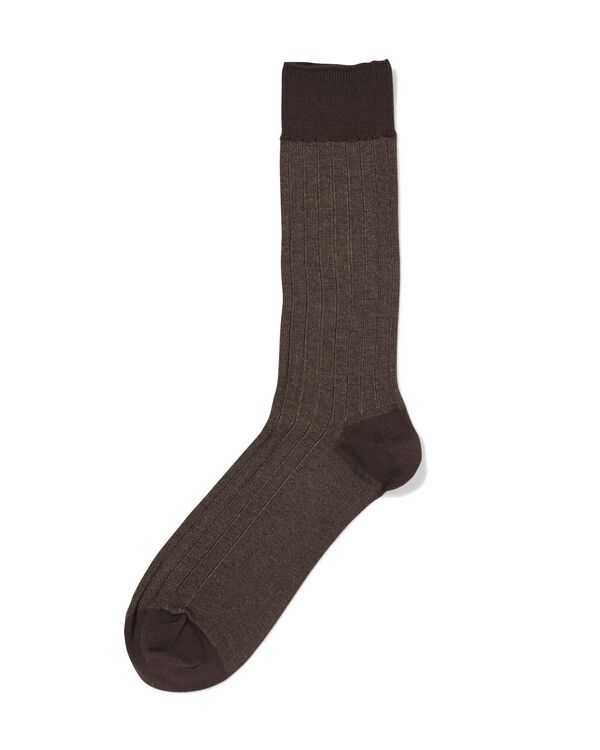 herensokken rib bruin bruin - 4151045BROWN - HEMA