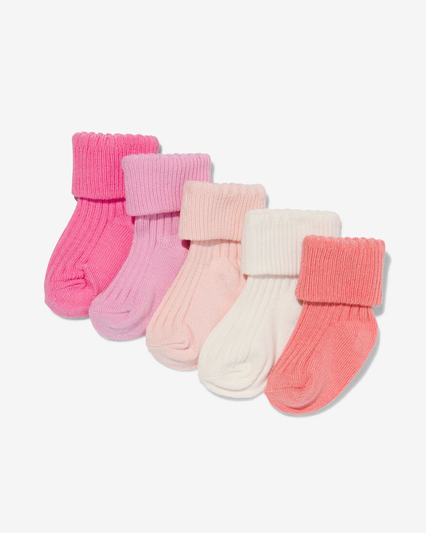baby sokken met bamboe - 5 paar roze - 1000030368 - HEMA