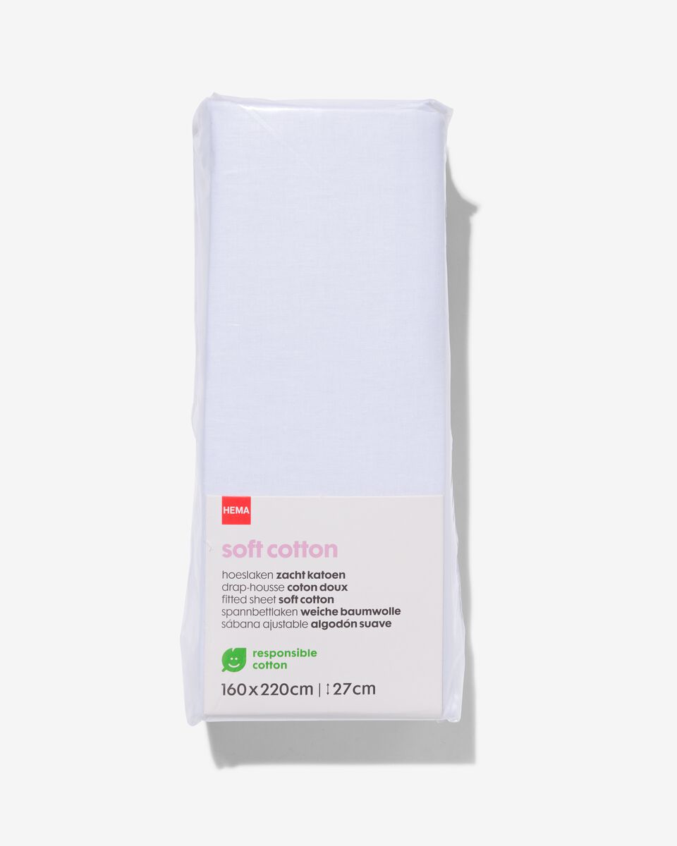 Spannbettlaken - Soft Cotton - 160 x 220 cm - weiß weiß 160 x 220 - 5140093 - HEMA