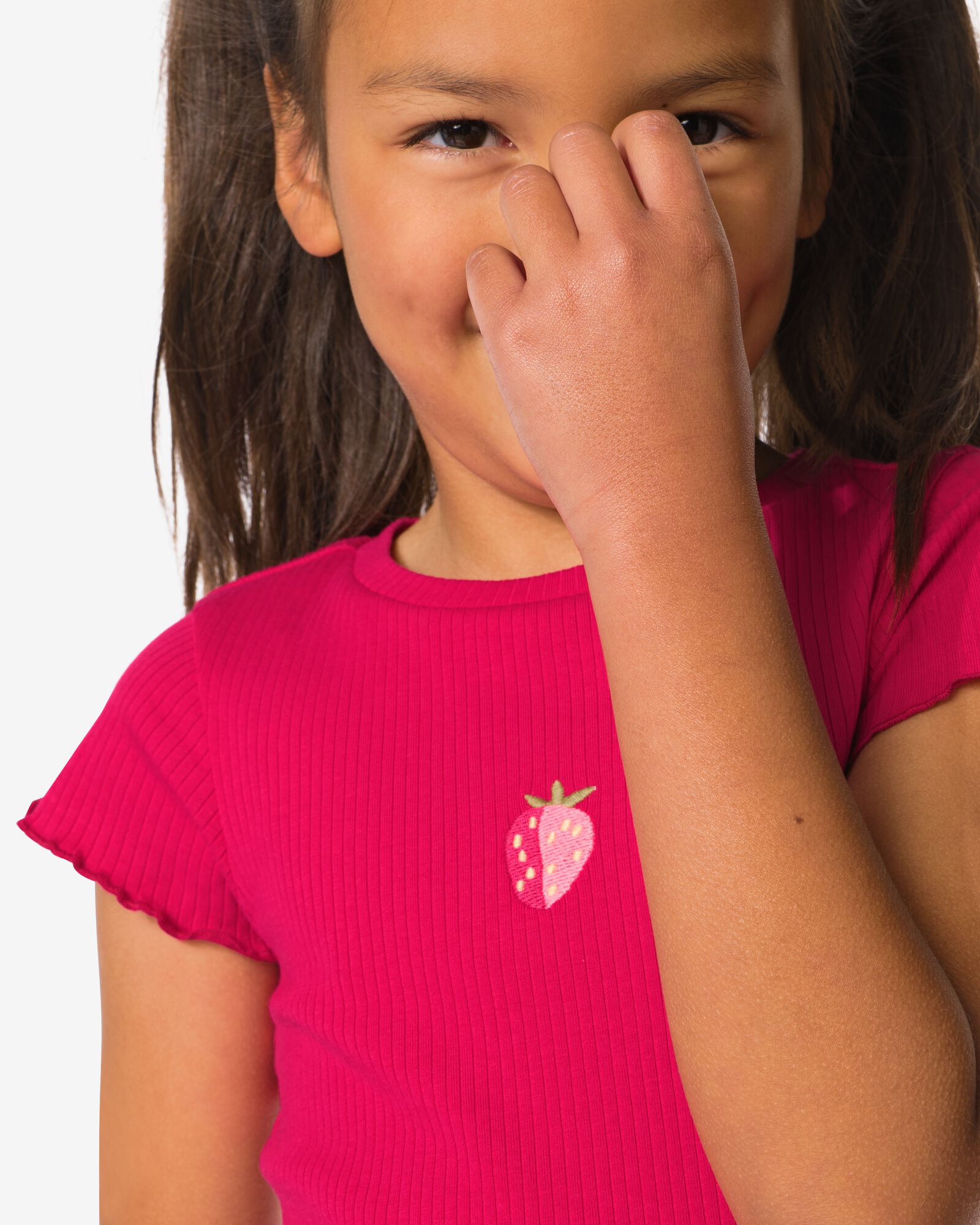 t-shirt enfant c&ocirc;tel&eacute; fraise fuchsia fuchsia - 30846404FUCHSIA - HEMA