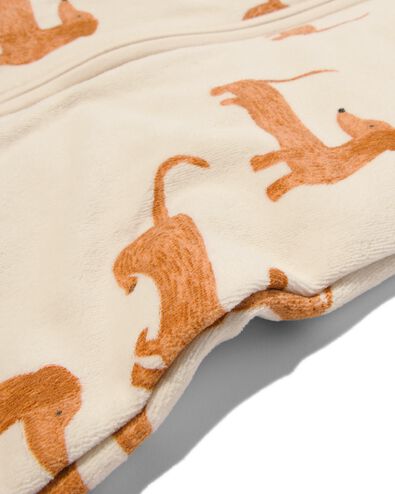 Baby-Schlafsack, &auml;rmellos, gef&uuml;ttert, Velours, Dackel eierschalenfarben - 1000032501 - HEMA