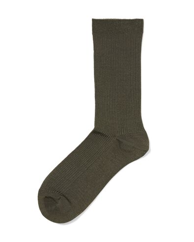 chaussettes femme c&ocirc;tel&eacute;es vert fonc&eacute; - 4280660DARKGREEN - HEMA