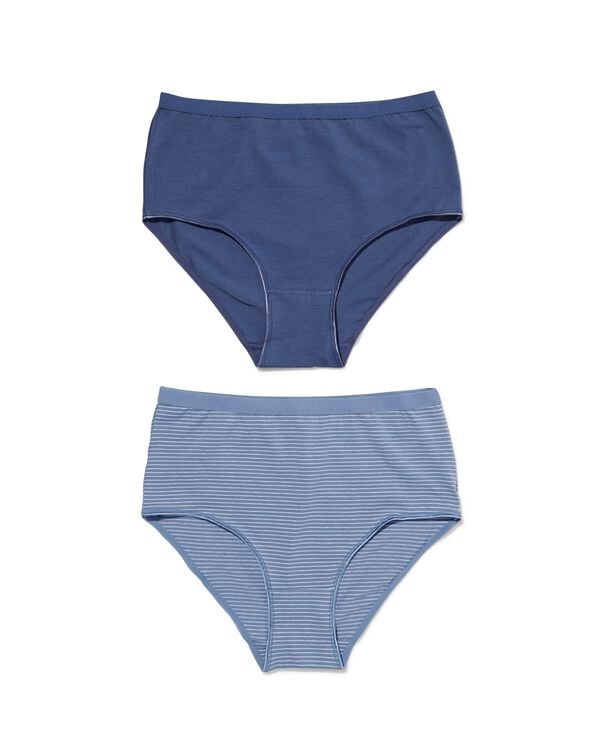 dames tailleslips stretch katoen - 2 stuks blauw blauw - 1000030339 - HEMA