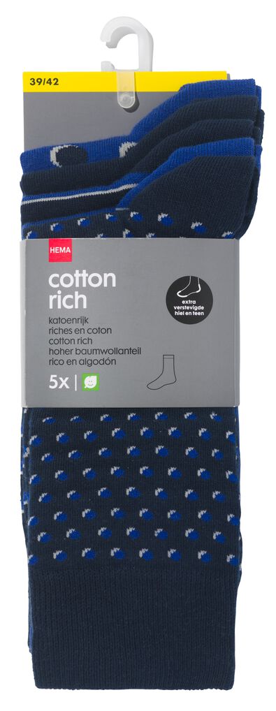 5 paires de chaussettes homme avec coton bleu foncé 39/42 - 4110061 - HEMA