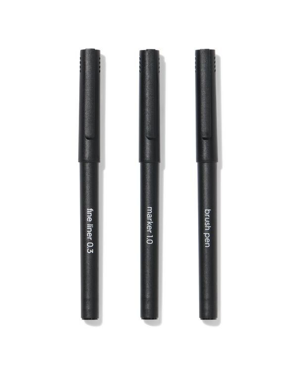Pinselstift und Fineliner &ndash; 3 St&uuml;ck - 14470063 - HEMA