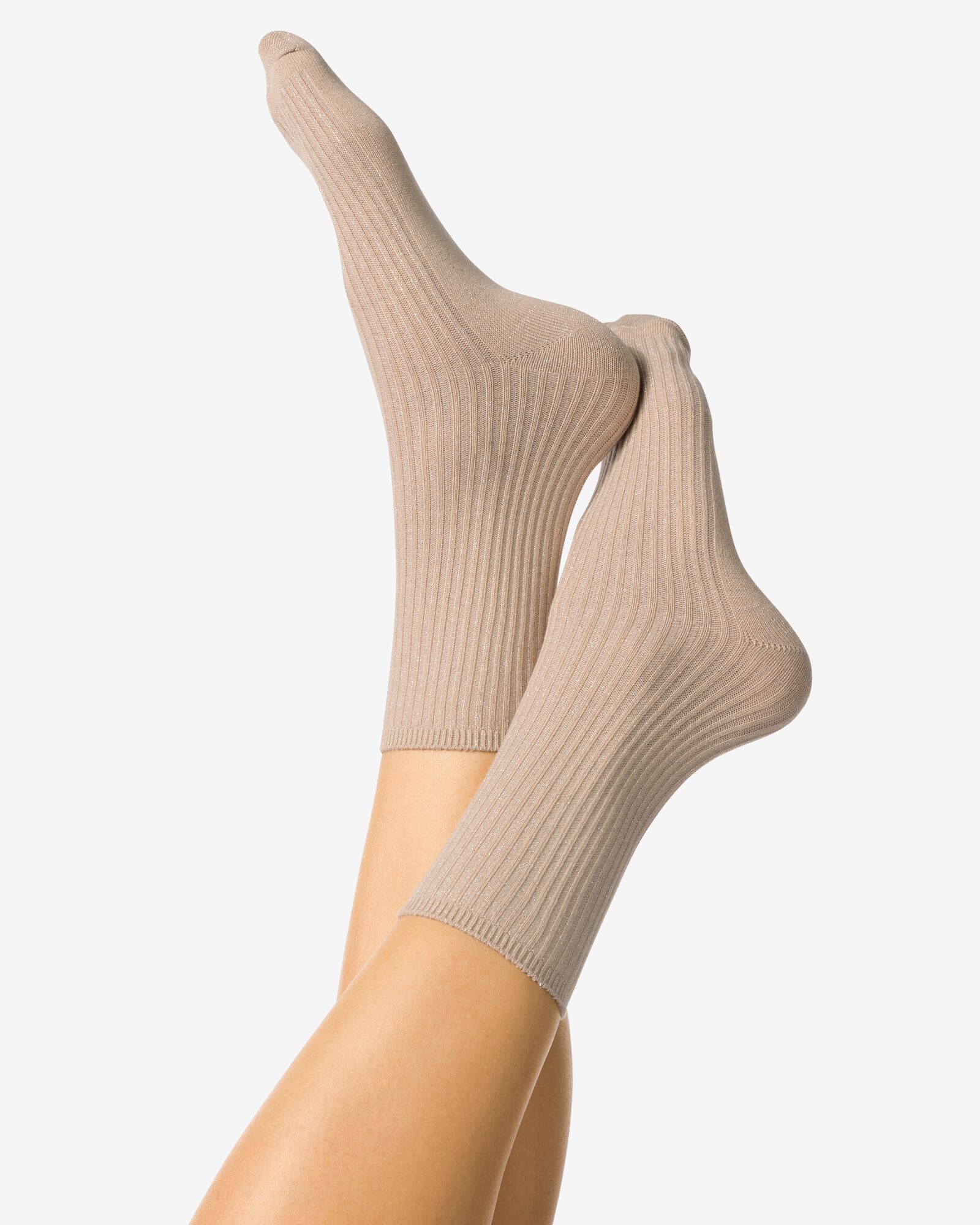 chaussettes c&ocirc;tel&eacute;es paillet&eacute;es pour femmes beige beige - 4280750BEIGE - HEMA