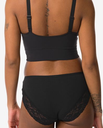 dameshipster katoen met kant zwart - 19642264BLACK - HEMA