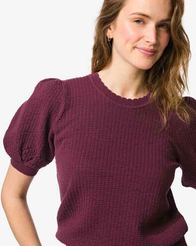 Damenpullover Franka Strukturstrick bordeauxrot bordeauxrot - 36208170BURGUNDYRED - HEMA