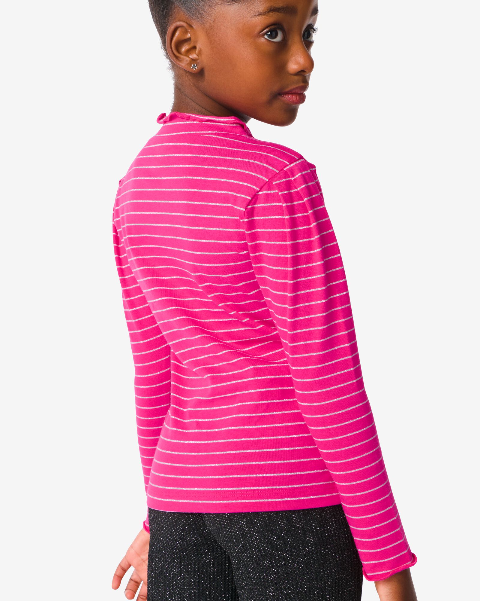 t-shirt enfant avec rayures à paillettes rose rose - 30805043PINK - HEMA