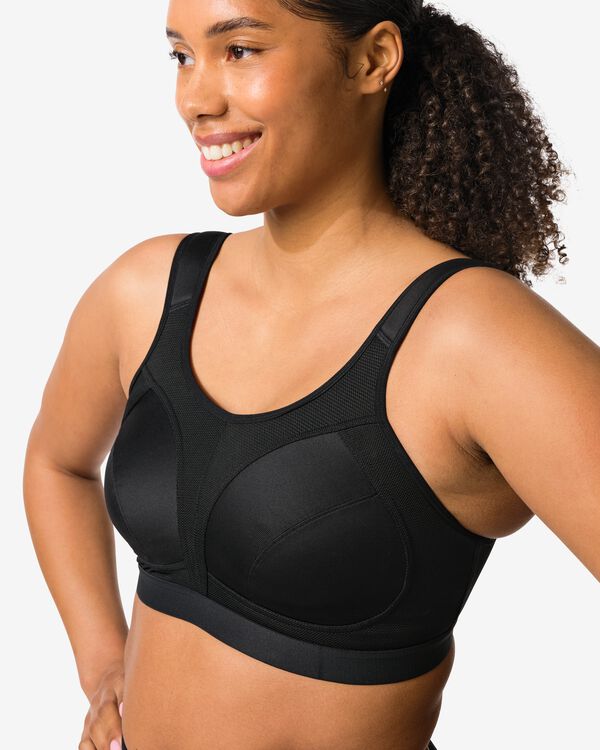 soutien-gorge de sport non pr&eacute;form&eacute; sans armatures - support &eacute;lev&eacute; noir noir - 1000011982 - HEMA