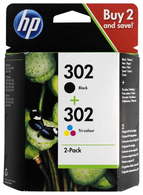 2er-Pack Druckerpatronen HP 302, schwarz/farbig - 38300103 - HEMA