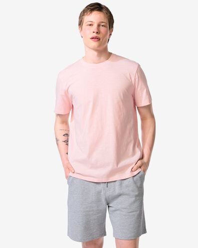 heren T-shirt Jaap slub lichtroze lichtroze - 2178860LIGHTPINK - HEMA