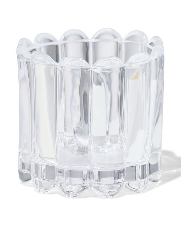 glas voor geurkaars ⌀8x8cm ribbel transparant - 13507545 - HEMA