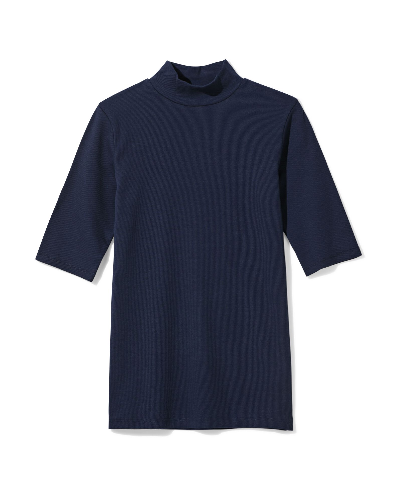dames T-shirt Clara rib donkerblauw donkerblauw - 36209260DARKBLUE - HEMA