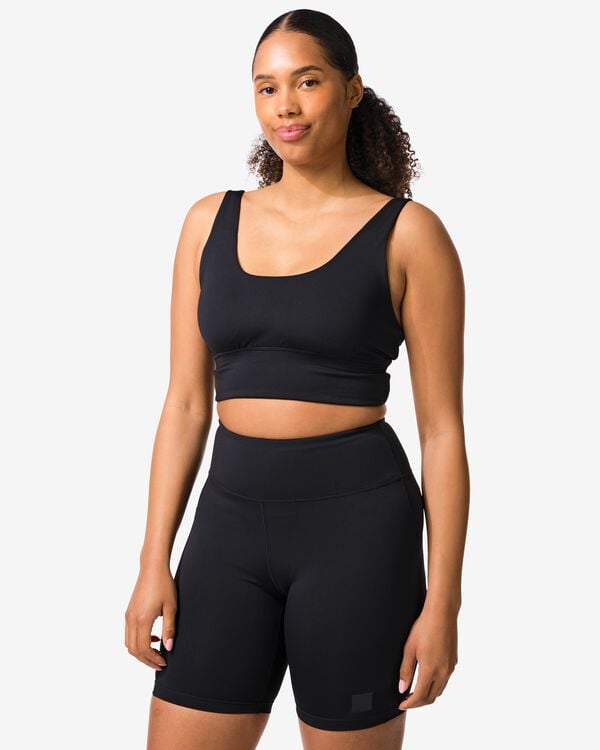 sportbh light support zonder beugel zwart zwart - 21700255BLACK - HEMA
