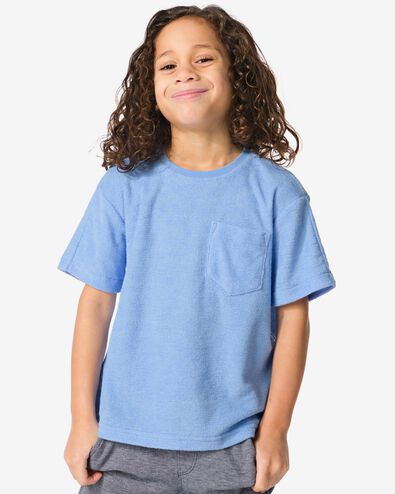 kinder t-shirt badstof  blauw 122/128 - 30782670 - HEMA