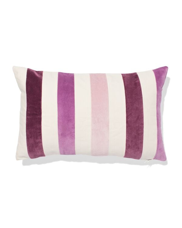 housse de coussin 50x30cm velours rayures rose - 7325155 - HEMA