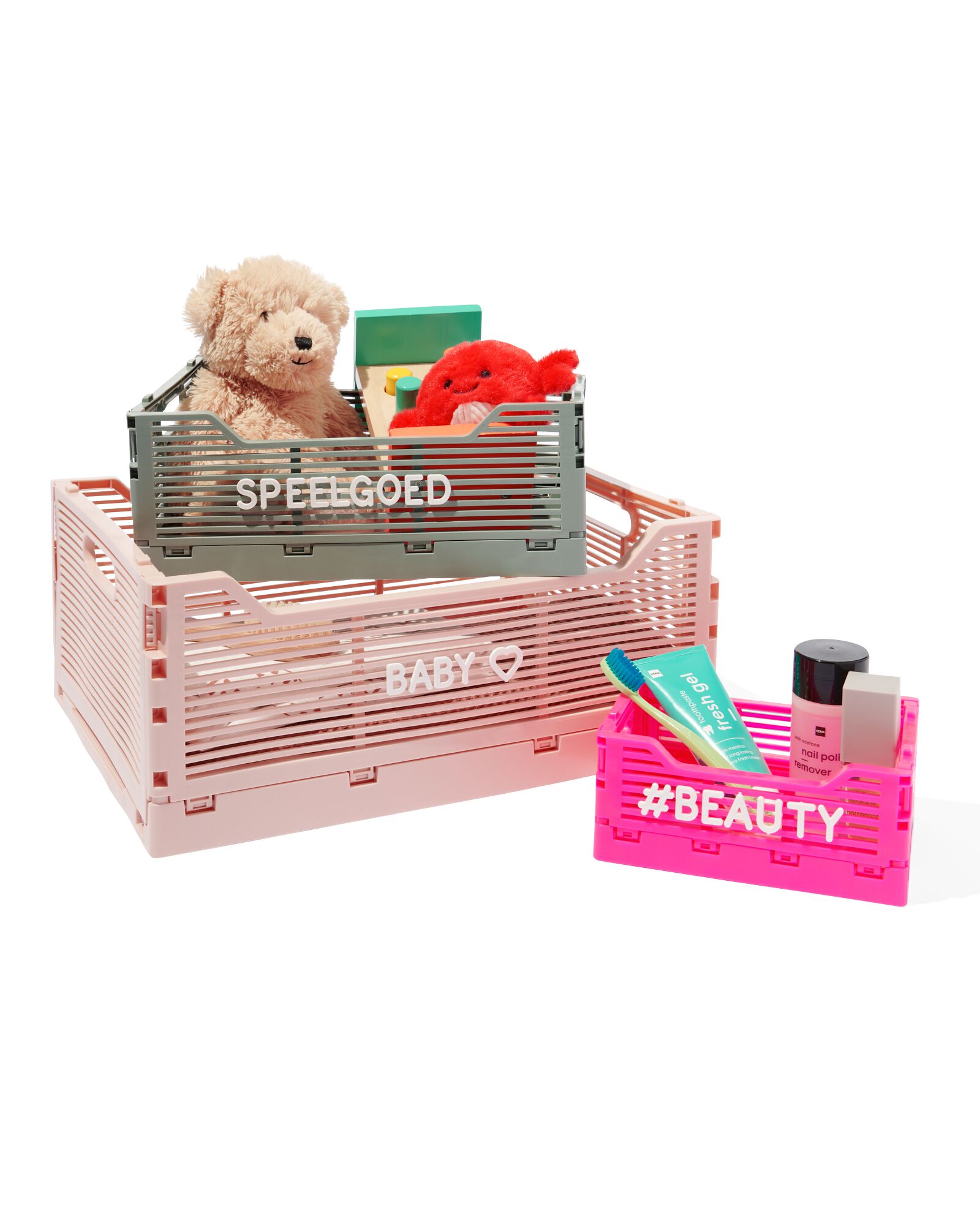 caisse pliable à lettres recyclée rose pâle - 1000032625 - HEMA
