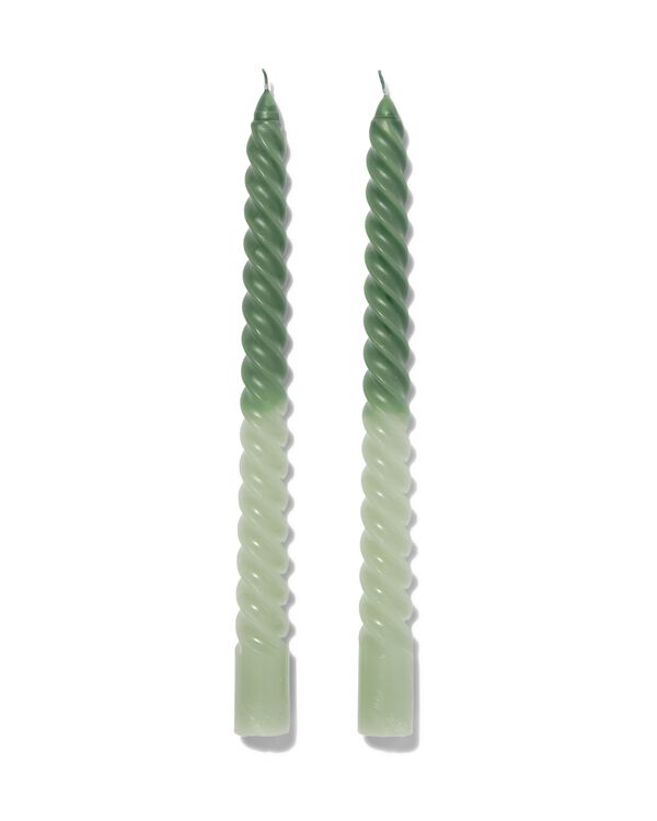2 bougies longues torsadées Ø2x25 vert clair/vert - 13506084 - HEMA