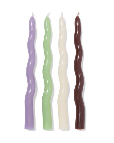 dinerkaarsen ⌀2.2x25cm wave lila-bruin - 4 stuks - 13506151 - HEMA