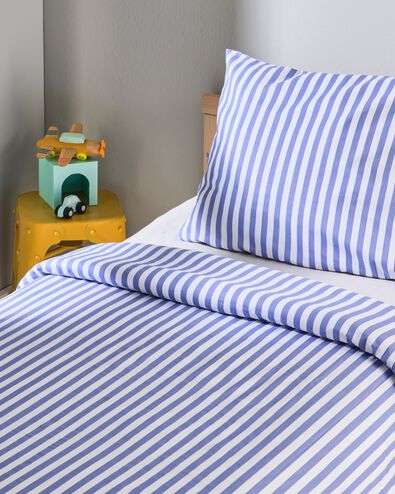 Kinder-Bettwäsche, Soft Cotton, 120 x 150 cm, Streifen, blau - 5760153 - HEMA