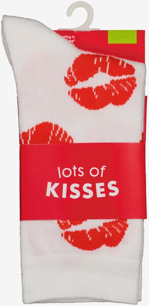 chaussettes avec coton lots of kisses blanc cassé 43/46 - 4103423 - HEMA