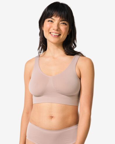 niet voorgevormde dames top naadloos beige - 1000027965 - HEMA