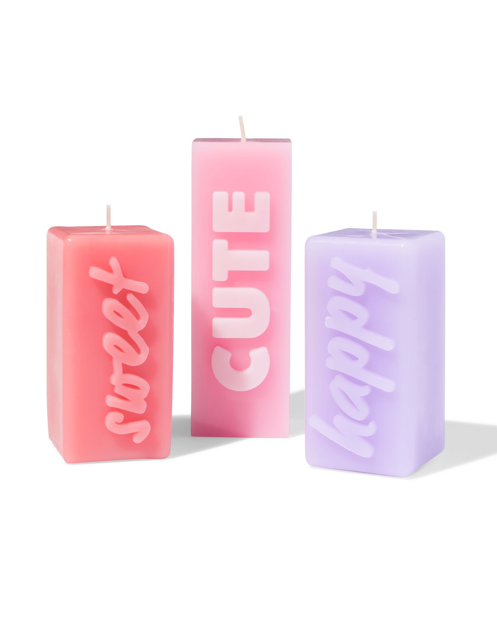 bougie 12,5 cm "happy" lilas   - 61100292 - HEMA