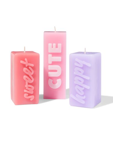 bougie 12,5 cm "happy" lilas   - 61100292 - HEMA