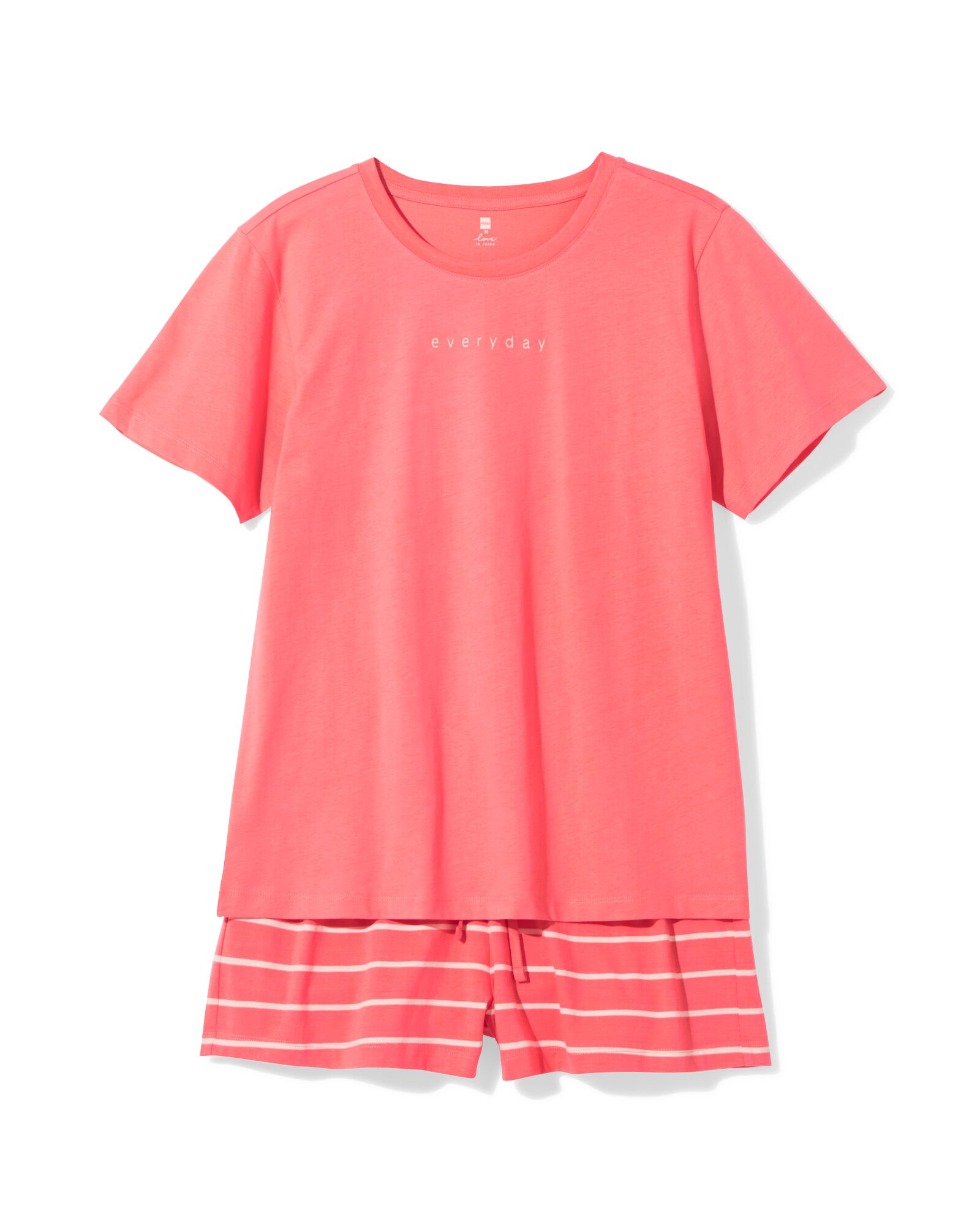 pyjacourt femme coton rayé rose corail - 23410360CORALPINK - HEMA