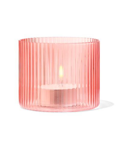 Glas f&uuml;r Duftkerze, ⌀ 10 x 8,5 cm, gerippt, orange - 13507538 - HEMA