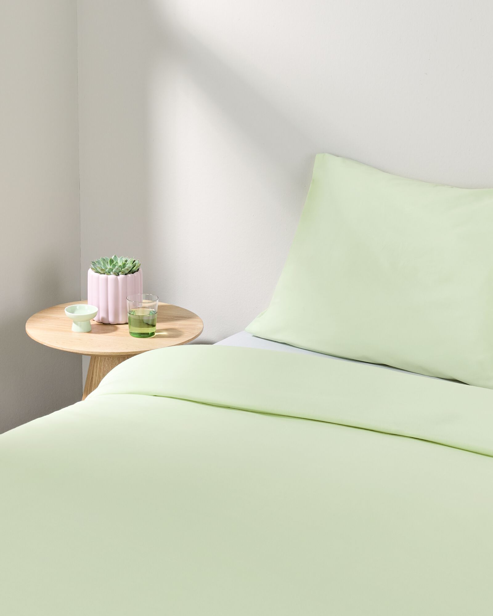 housse de couette 140x200/220 coton doux vert clair - 5750179 - HEMA