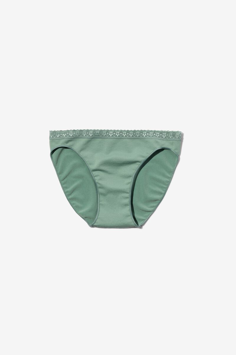 slip femme sans coutures avec dentelle vert XL - 19658759 - HEMA