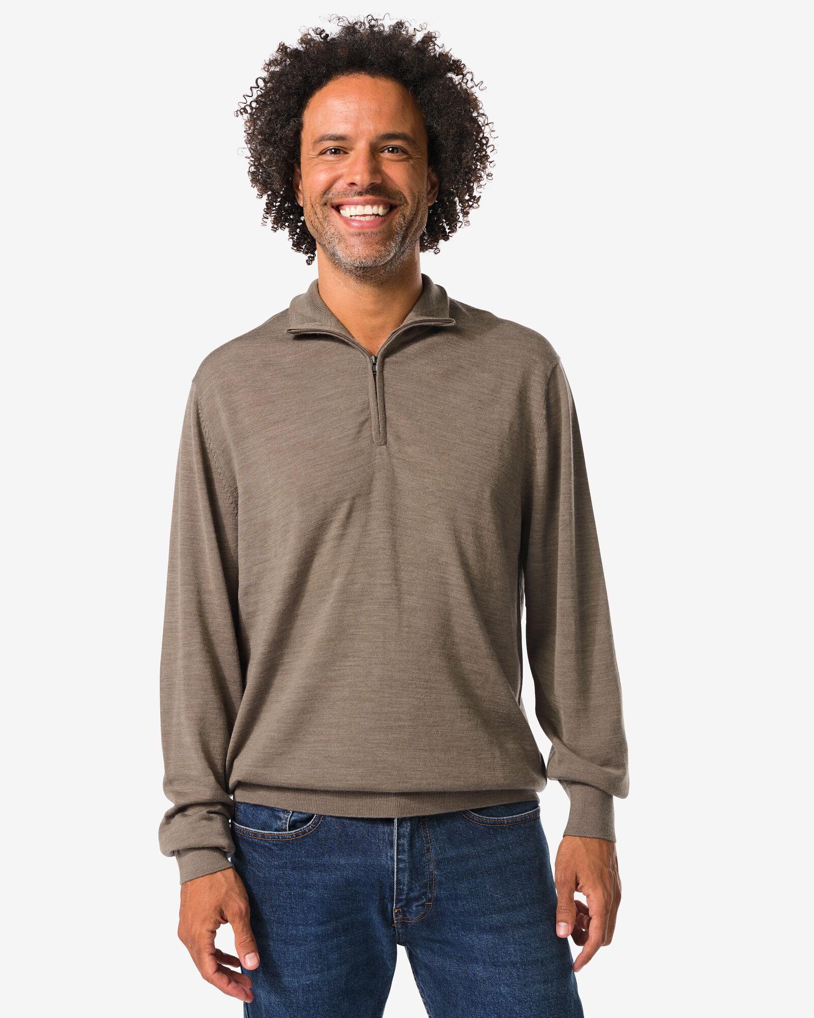 herentrui Frank merinowol taupe - 2116980TAUPE - HEMA