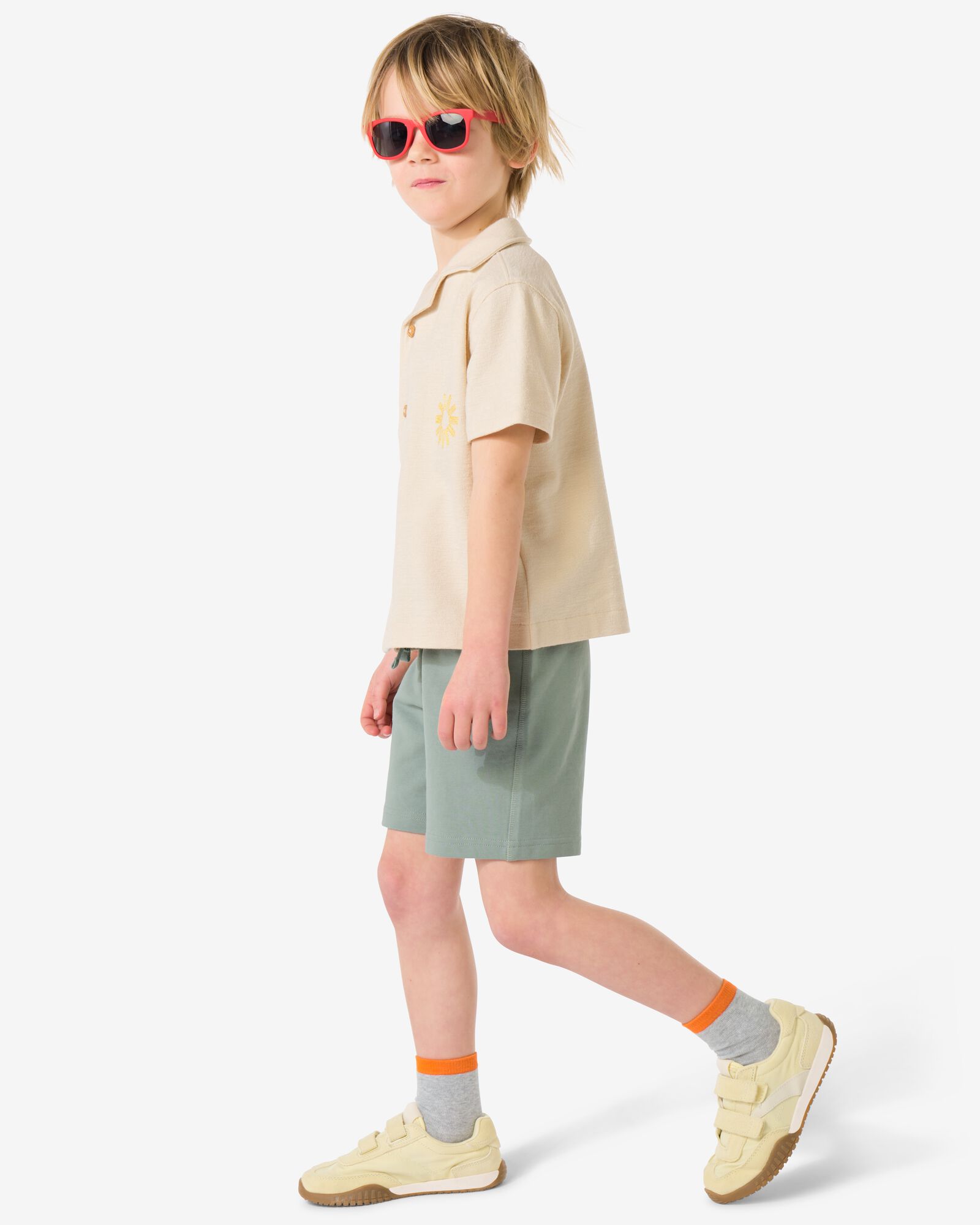 kindershort regular fit sweatstof - 2 stuks groen groen - 30714605GREEN - HEMA