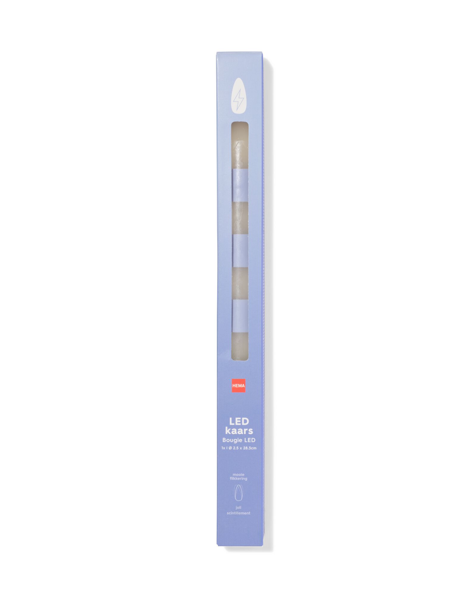 bougie longue LED ⌀2,3x29cm rayures ivoire-bleu - 13550154 - HEMA