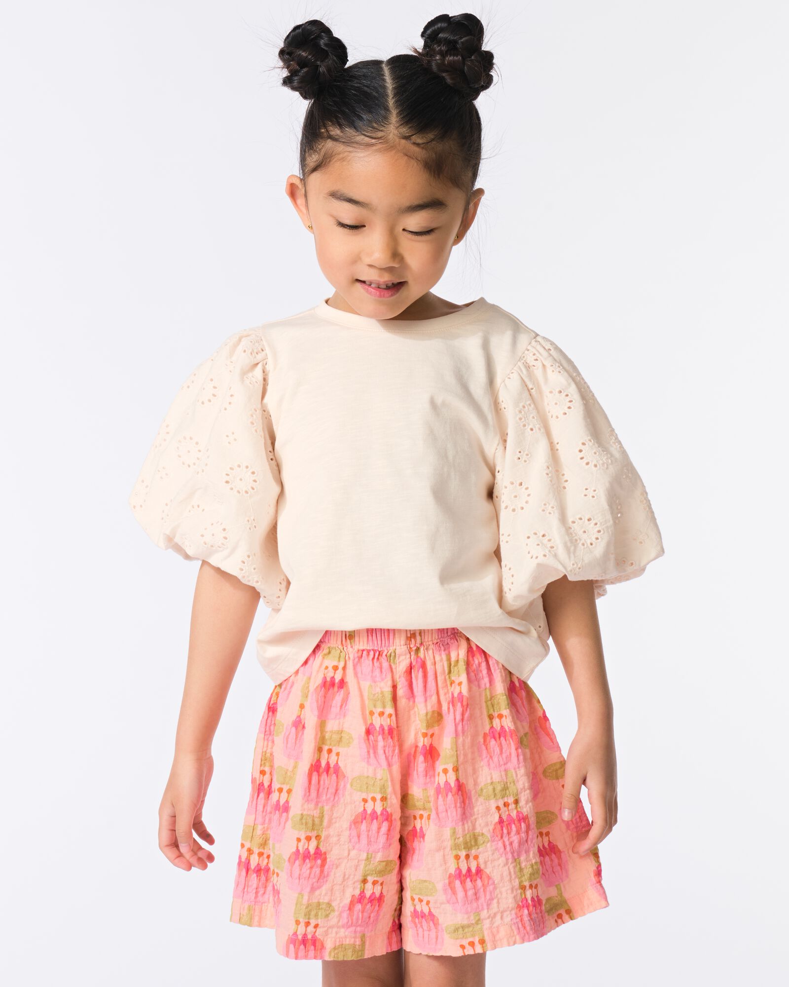 kinder T-shirt geborduurd ecru ecru - 30826104ECRU - HEMA