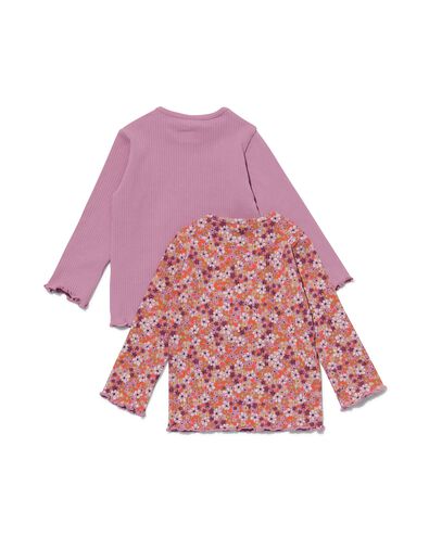 2 t-shirts bébé côtelés rose rose - 33003250PINK - HEMA