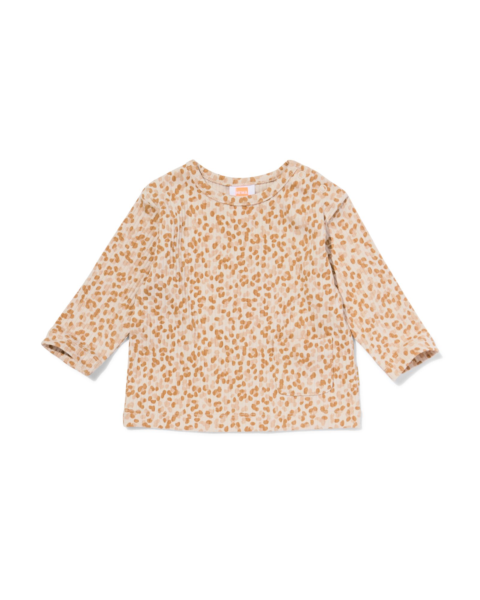 newborn T-shirt rib luipaard ecru ecru - 33427420ECRU - HEMA