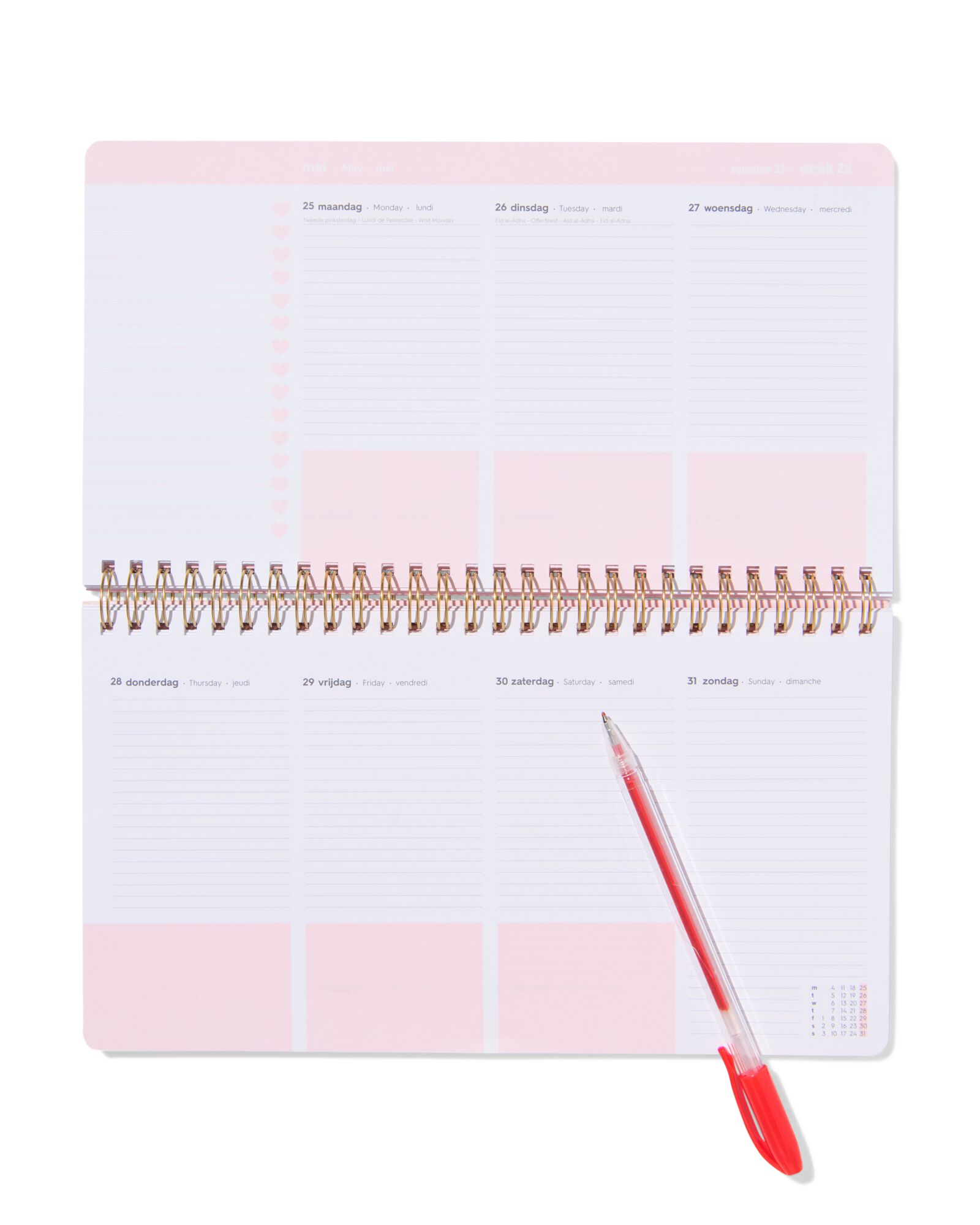 agenda 2026 horizontal 24,5x13,5cm c&oelig;urs - 14500612 - HEMA