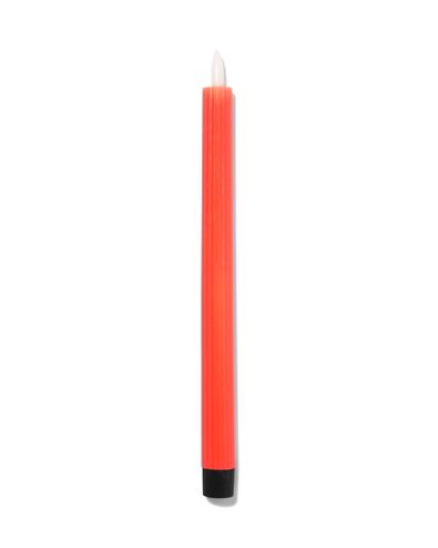 LED ribbel kaars met wax Ø2.3x28.3 fluo oranje - 13550073 - HEMA