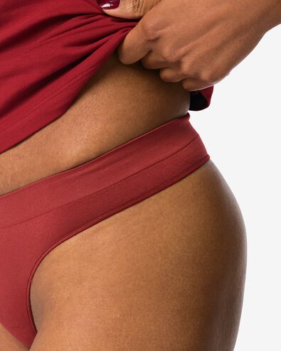 damesstring naadloos micro donkerrood - 19601634DARKRED - HEMA