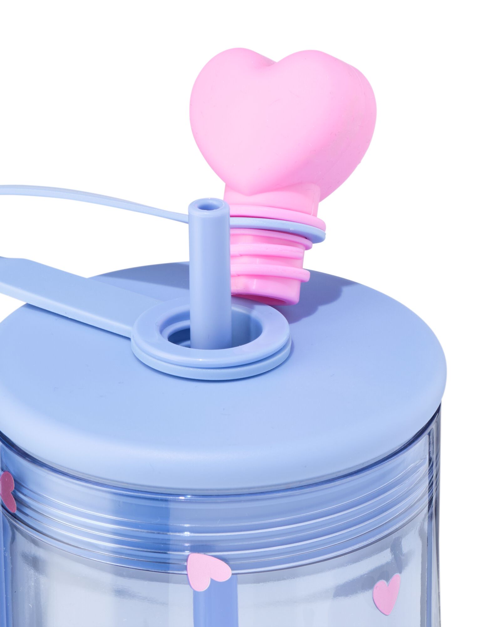 Trinkflasche 720 ml, mit Trinkhalm, Herzen - 61104406 - HEMA